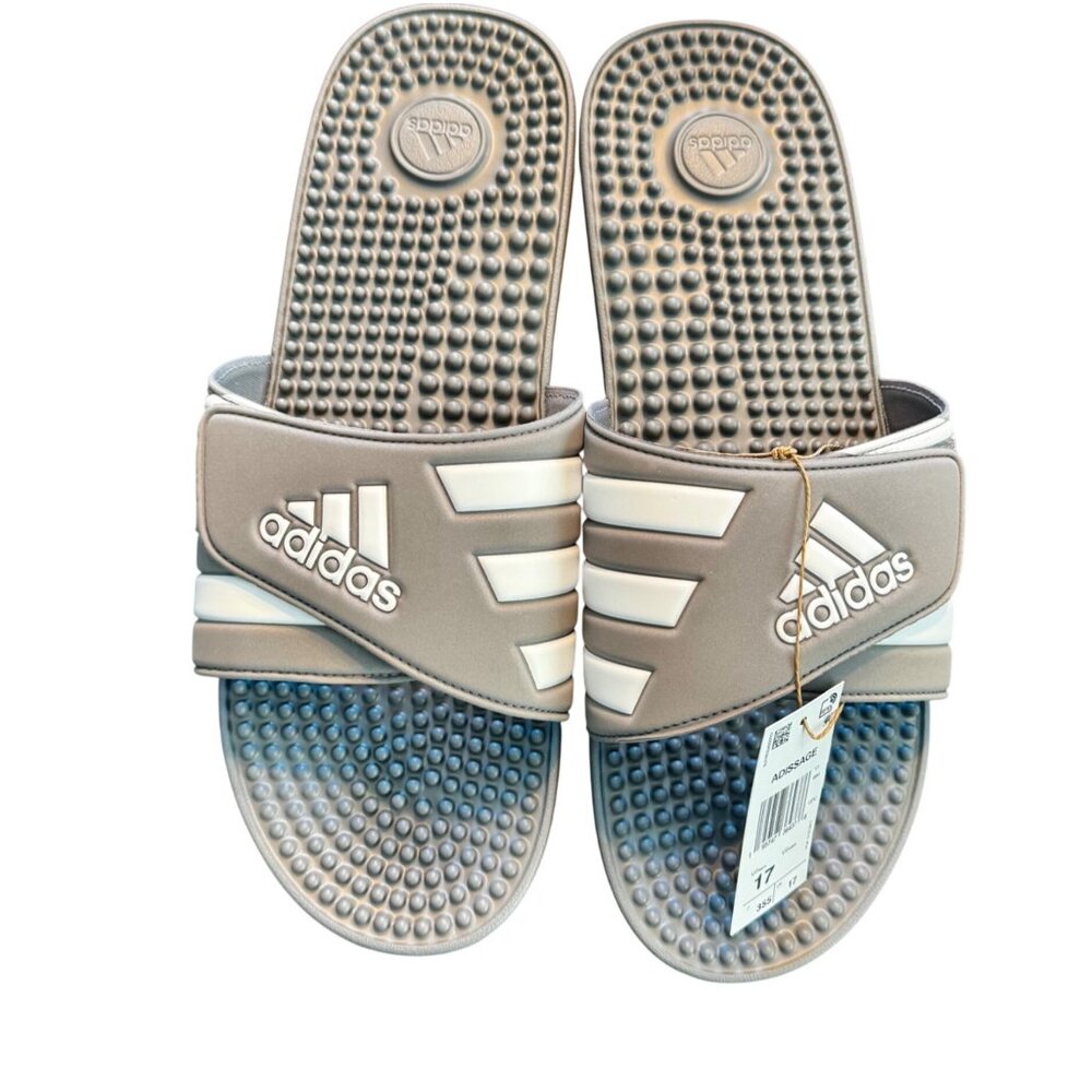 Adidas Adissage Slides Grey White Massage Sandals Mens Size 17